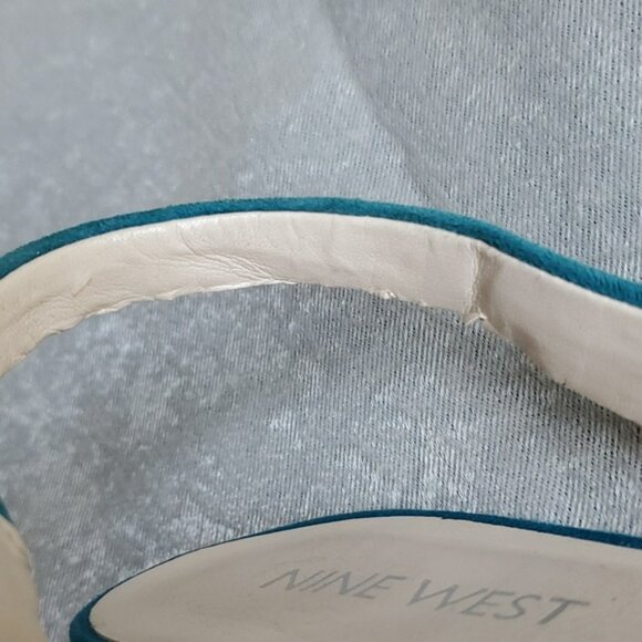 NINE WEST Teal Suede Leather Upper Slingback Heels SIZE: 9M - Picture 8 of 14